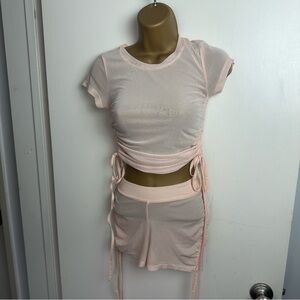 Club Exx X Dolls Kill Nude Money On Your Mind Sheer Mesh Top Shorts Set NWT XS